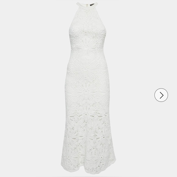 Maje White knit midi dress Lace Halter-Style Maxi Dress - Picture 3 of 11
